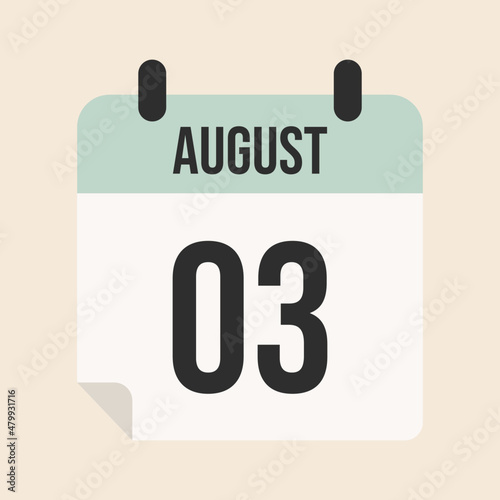 calendar page month of august 3st