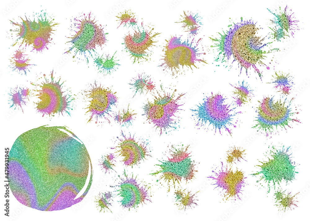 Colorful abstract spray shapes. Sublimation backgrounds glitter ...