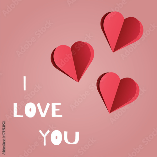 Valentine's Day card with the inscription I love you. Vector illustration.