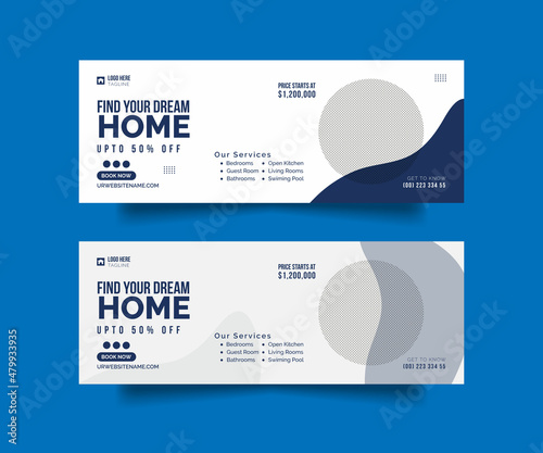 Real estate facebook cover social media post and web banner template