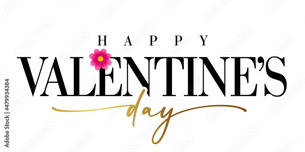 Happy Valentines day black and golden calligraphy banner. Vector ...