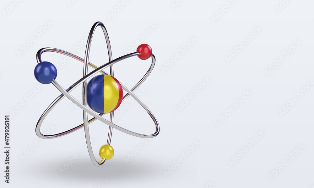 3d science day Romania flag rendering left view 3d science day Romania flag rendering left view