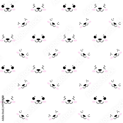 Abstract cute seal in many emotion seamless pattern. Vector illustration.
