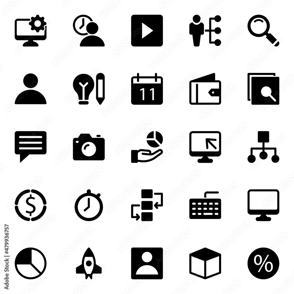 Glyph icons for project management. Glyph icons for project management.