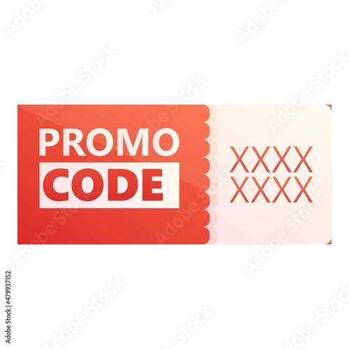 Qr promo code icon cartoon vector. Money ticket. Offer voucher