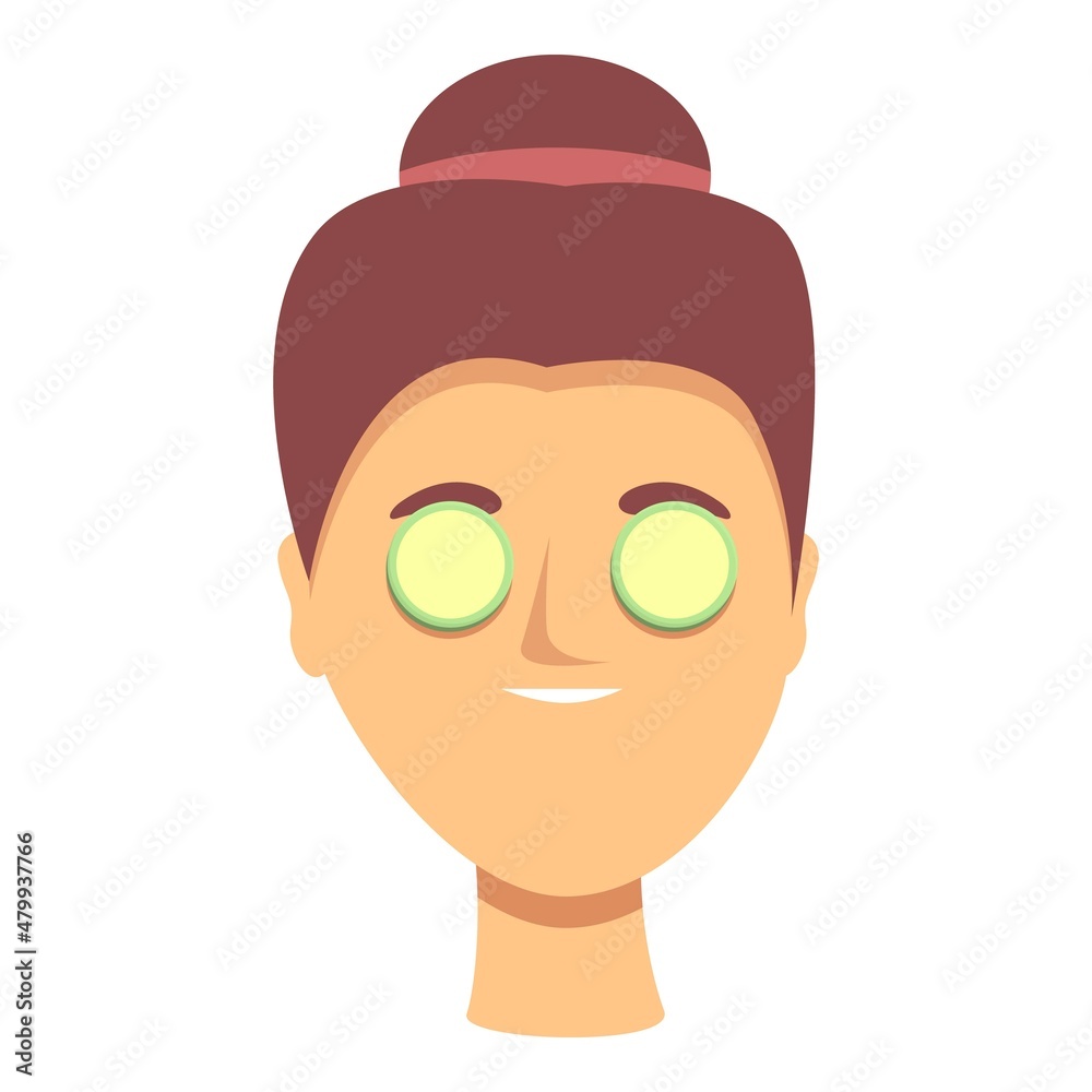 Cucumber eyes mask icon cartoon vector. Facial massage. Serum skin