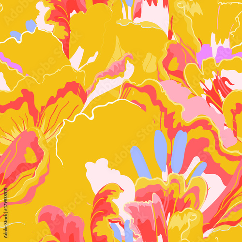 Floral abstraction seamless pattern.