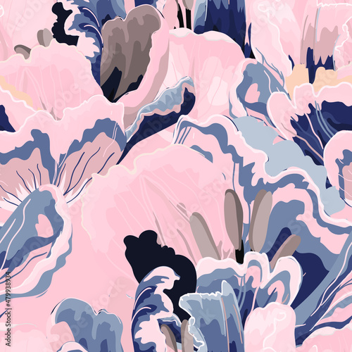 Floral abstraction seamless pattern.