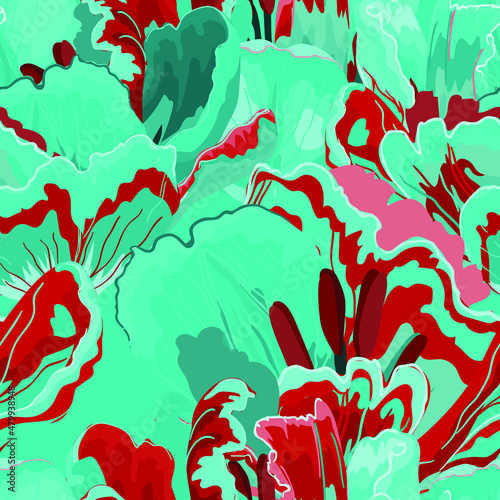 Floral abstraction seamless pattern.