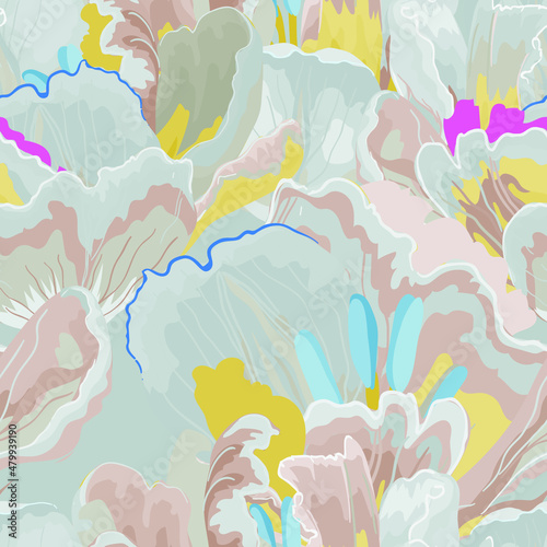 Floral abstraction seamless pattern.