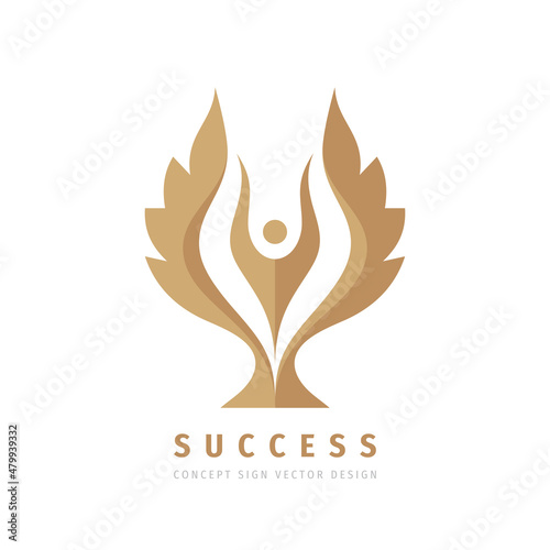 Success business vector logo template concept illustration. Human character with wings. Freedom symbol. Guardian angel. Design element. 