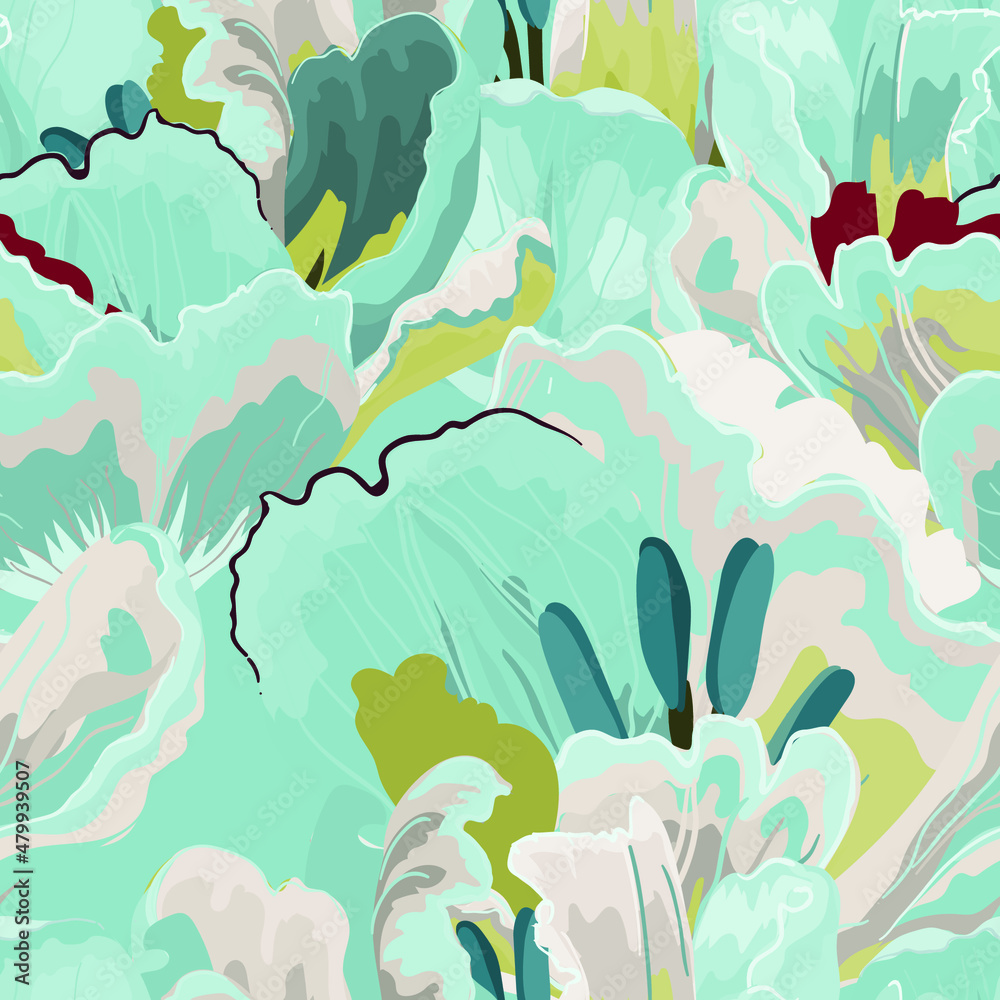Foto auf Acrylglas mit Nahtloses Muster der Blumenabstraktion. #479939507