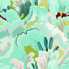 Sierkussen Turquoise patronen Abstract bloemenpatroon artistieke stijl  © Galina Trenina