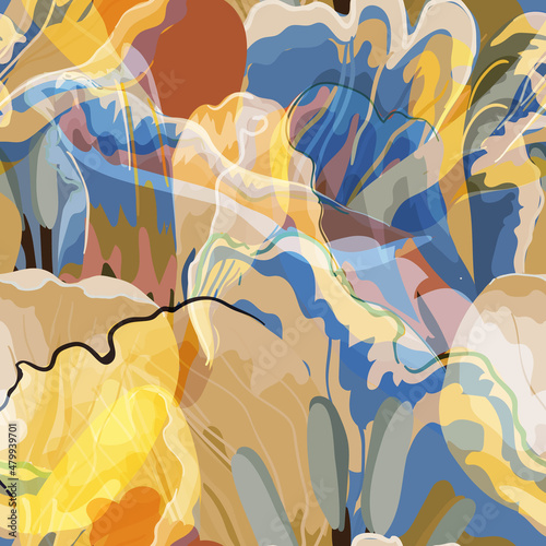 Floral abstraction seamless pattern.