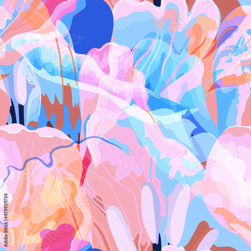 Floral abstraction seamless pattern.