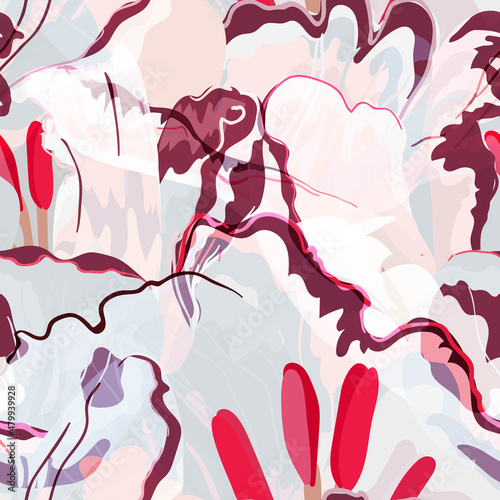 Floral abstraction seamless pattern.