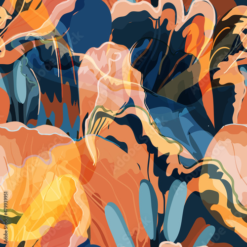 Floral abstraction seamless pattern.