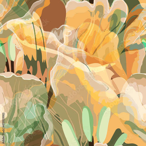 Floral abstraction seamless pattern.