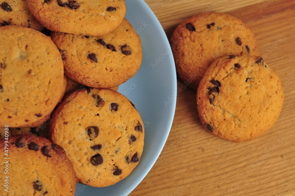 sweet crunchy cookies with dark chocolate for teatime sweet crunchy cookies with dark chocolate for teatime