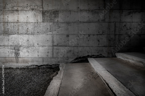 concrete walls in an abandoned or unfinished architectural space
