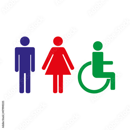 Man, lady and disabled toilet sign, Vector illustration