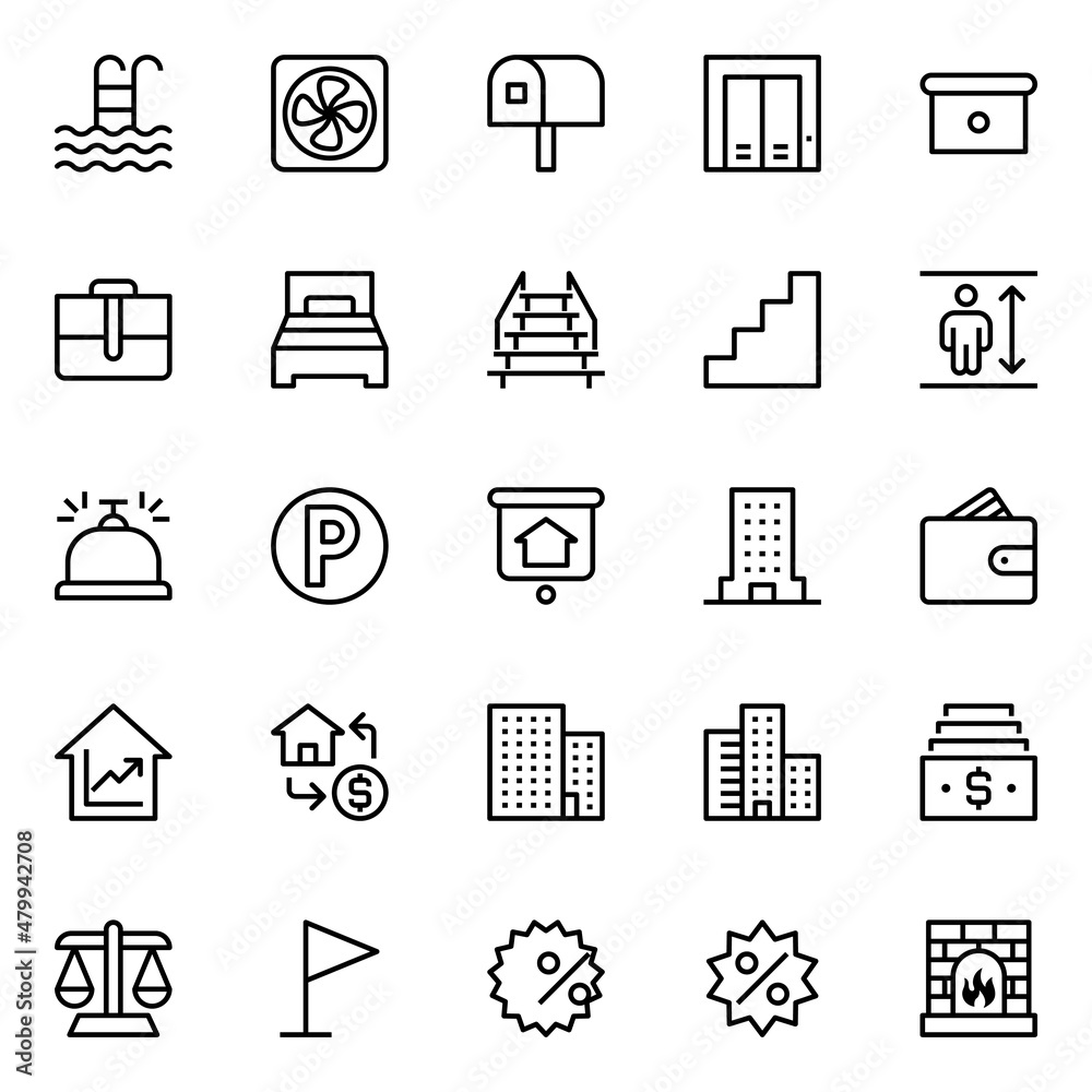 Outline icons for real estate. Outline icons for real estate.