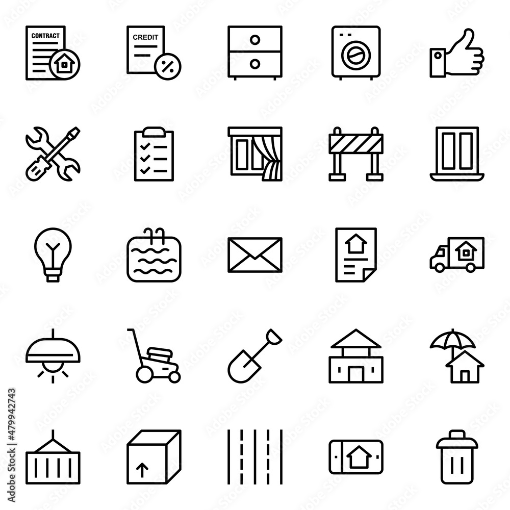 Outline icons for real estate. Outline icons for real estate.