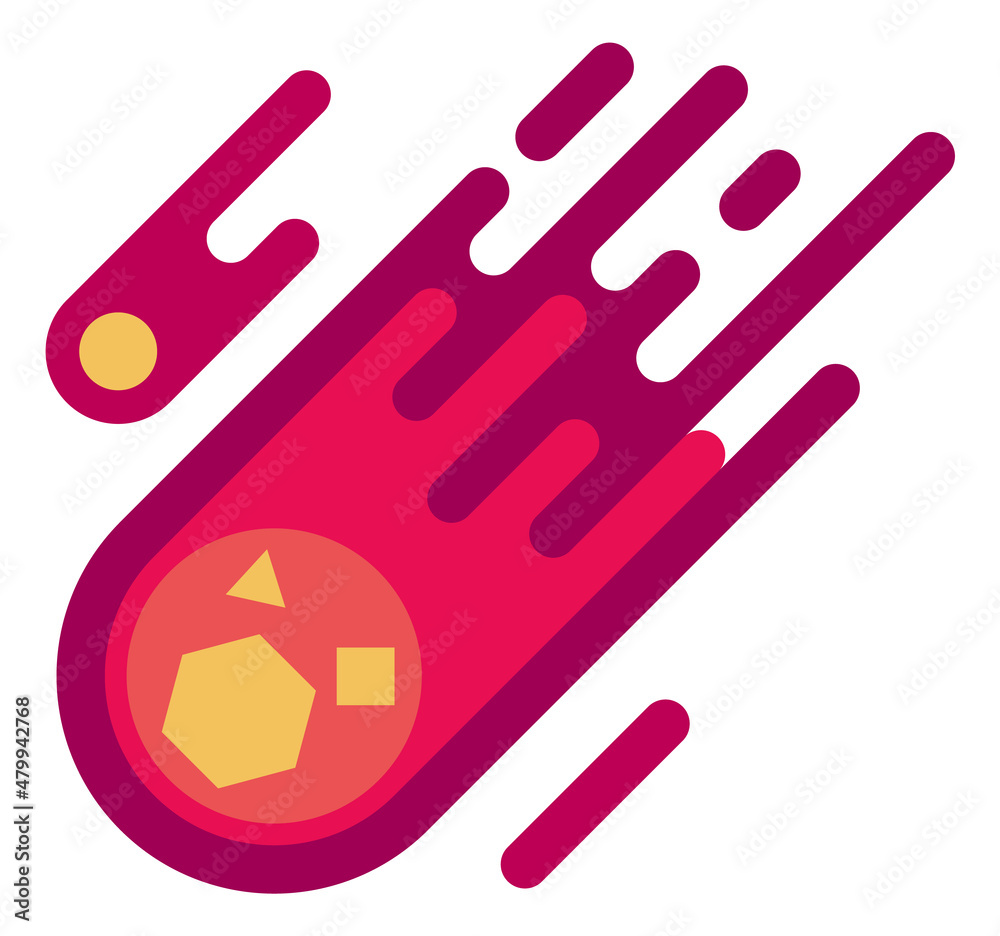 Meteor icon. Falling star with fire trail. Flat comet Meteor icon. Falling star with fire trail. Flat comet