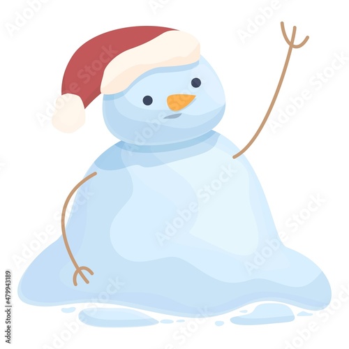 Fotografia Snowman thawing icon cartoon vector. Snow man. White ice