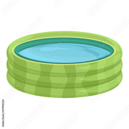 Green inflatable pool icon cartoon vector. Aqua house. Sea child