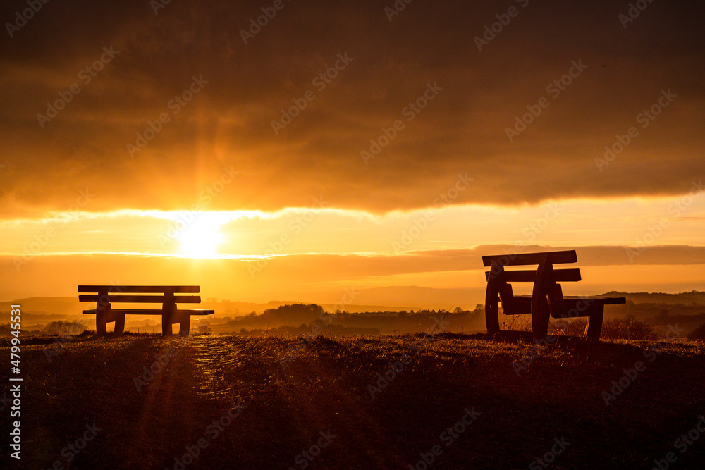 Bank mit Sonnenuntergang Bank mit Sonnenuntergang
