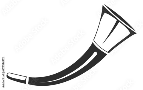 Obraz na plátne Wooden blowing horn icon. Traditional hunting equipment