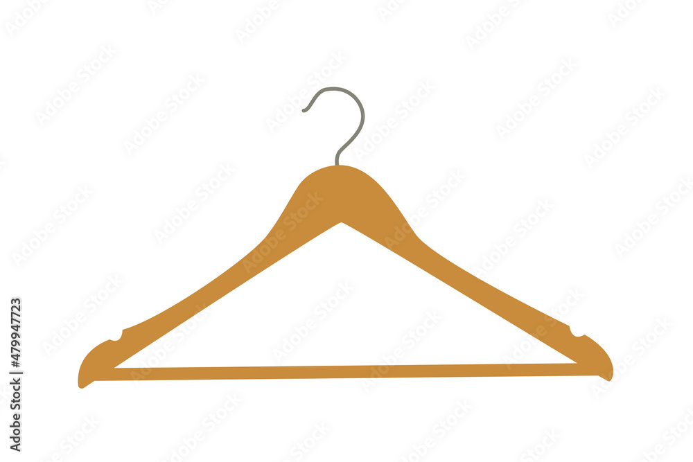 Vector illustration of a wooden clothes hanger isolated on a white background. Vector illustration of a wooden clothes hanger isolated on a white background.