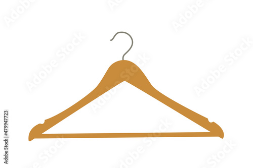 Vector illustration of a wooden clothes hanger isolated on a white background.