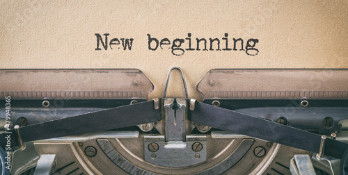 Text written with a vintage typewriter - New beginning