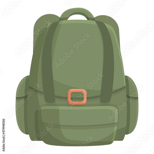Ice fishing backpack icon cartoon vector. Winter fish. Fisherman equipment