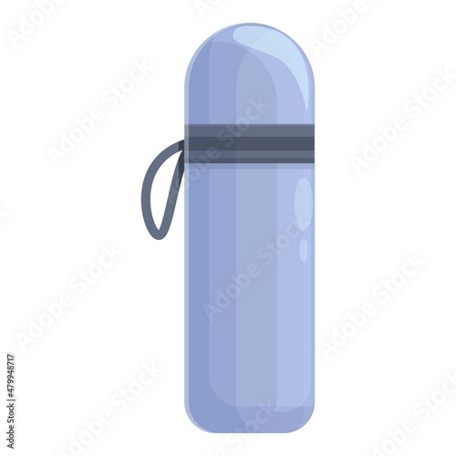 Ice fishing thermos bottle icon cartoon vector. Winter hole. Small equipment