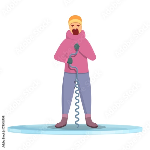 Ice fishing hole icon cartoon vector. Fisher catch. Winter fish