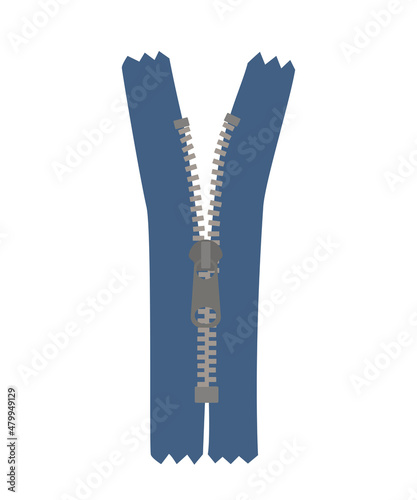 Vector illustration of a blue zippered lock for tailoring isolated on a white background.