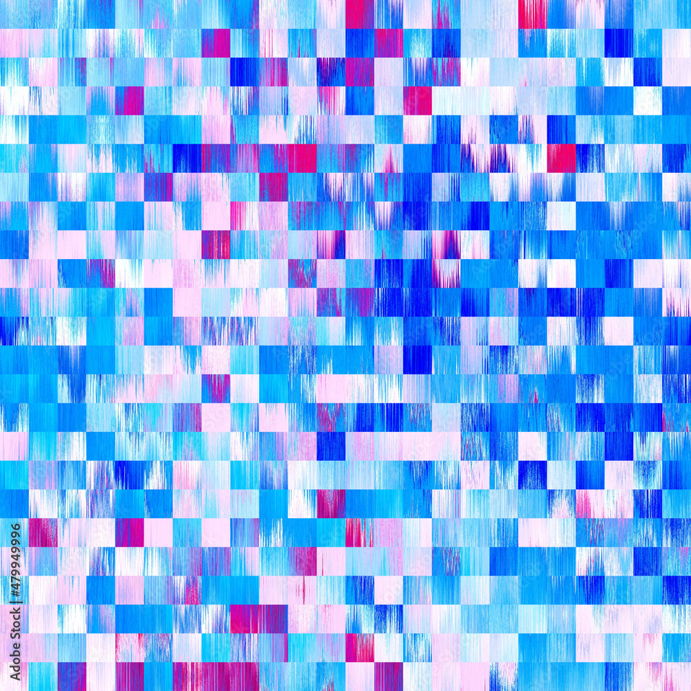 Optical low poly pixel grid dye blur texture background. Seamless washed out geometric ombre effect. 80s style retro square shape pattern. High resolution funky beach wear fashion textile tile. Optical low poly pixel grid dye blur texture background. Seamless washed out geometric ombre effect. 80s style retro square shape pattern. High resolution funky beach wear fashion textile tile.