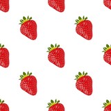 Red strawberries seamless pattern on white background. Seamless vector background. Nature background. Abstract sweet texture.