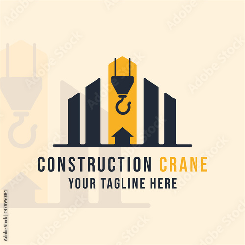 hook crane logo vintage vector illustration template icon graphic design. retro construction sign or symbol for industry and company concept