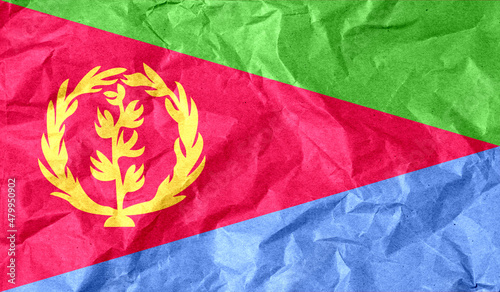 Eritrea flag of paper texture. 3D image