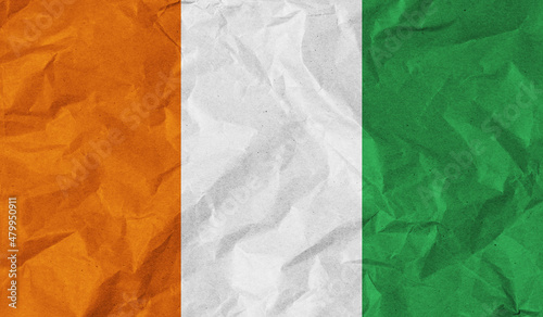 Côte d'Ivoire flag of paper texture. 3D image
