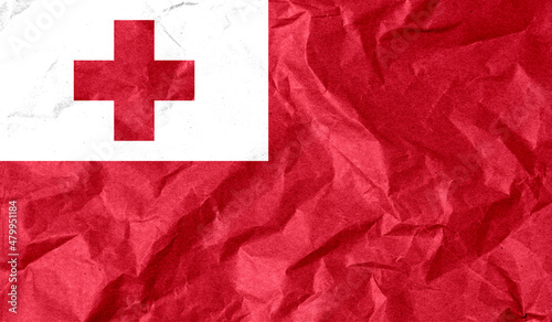 Tonga flag of paper texture. 3D image photo