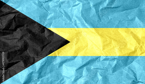 The Bahamas flag of paper texture. 3D image
