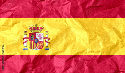 Spain flag of paper texture. 3D image