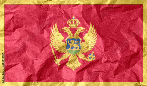 Montenegro flag of paper texture. 3D image