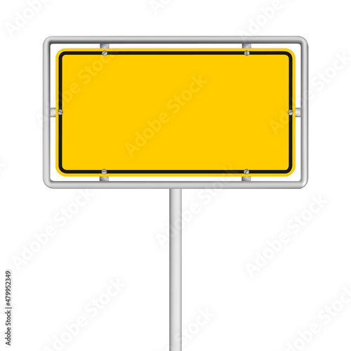 yellow road sign isolated on white background	
