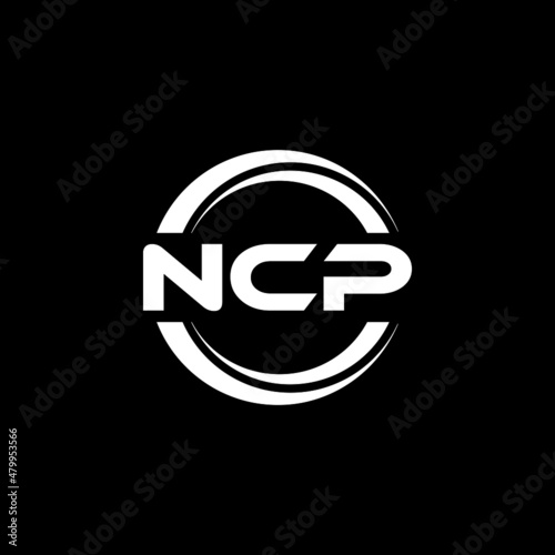 NCP letter logo design with black background in illustrator, vector logo modern alphabet font overlap style. calligraphy designs for logo, Poster, Invitation, etc. photo